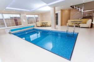 Beige lederenbank